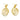 Push Back Stud Earring - Brass - Cubic Zircon - 316 Stainless Steel Stud - 18k Real Gold Plating - 4.8gr - MJ104070 - MinjuanRong